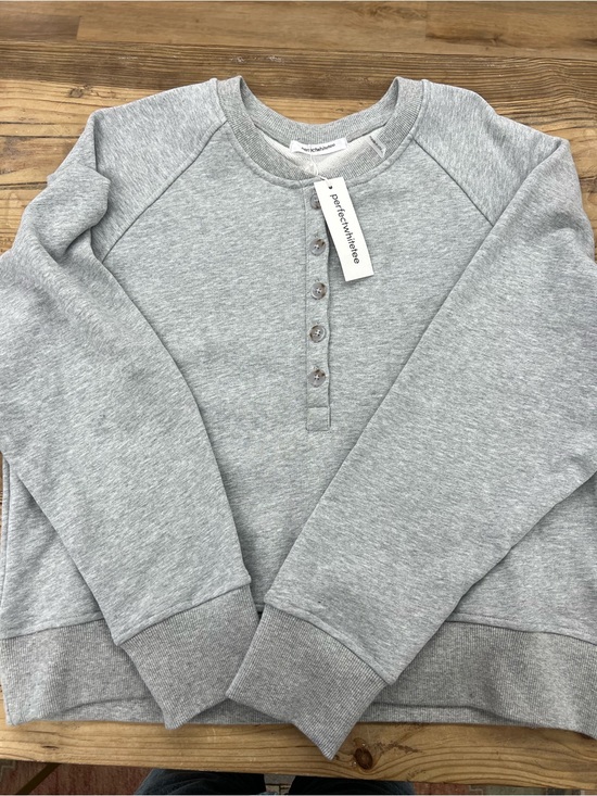perfectwhitetee Tops - perfectwhitetee Light Heather Gray Henley Sweatshirt